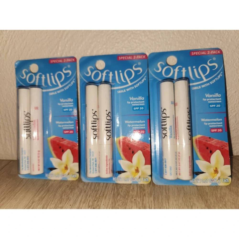 Lot of‎ (3) Softlips Vanilla & Watermelon packs of 2~ BNIP